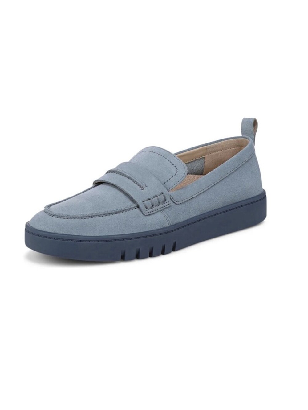 Vionic Chantel Shoes Womens Size 9.5 Blue Suede Slip On Loafers Comfort Casual
